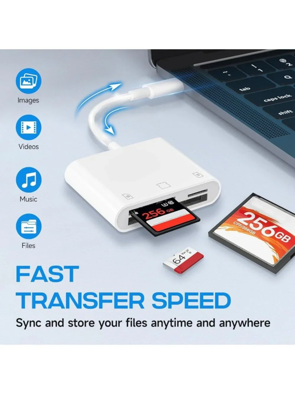3-in-1 USB-C Card Reader for SD/TF/CF - Digital Camera Adapter & Fast Transfer